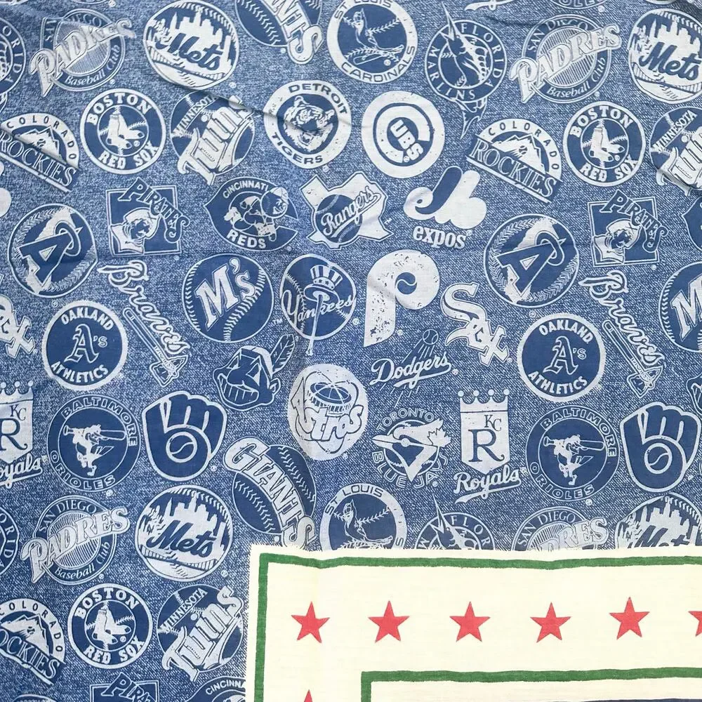 MLB 90s Vintage Baseball Team Logos USA Window Panel Curtains Set of 2